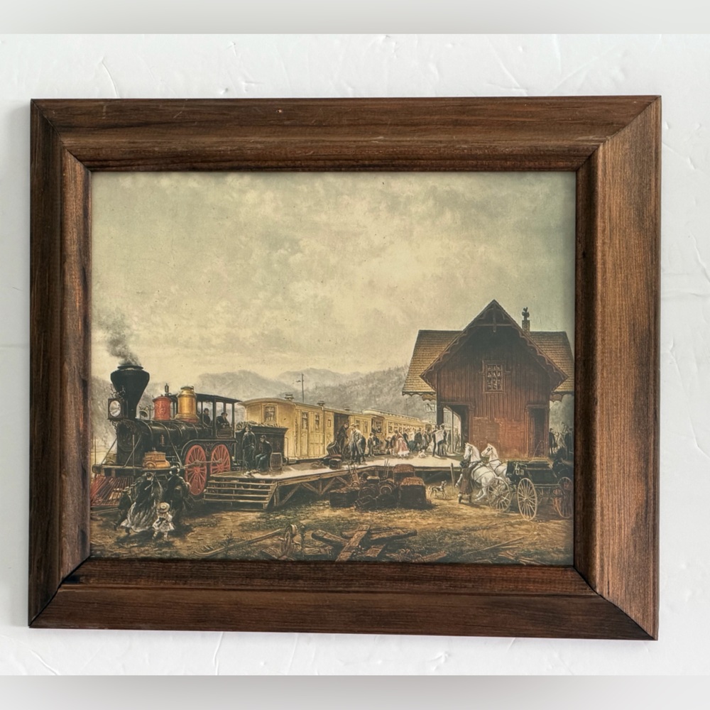 Vintage Train Station Framed Art Print